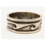 Mexican Sterling Silver Wave Ring Sz 5 3.8g