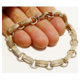 Glittered Sterling Silver Link Bracelet 7" 20g