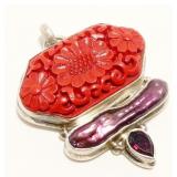 Multi-Stone Sterling Silver Pendant 15.2g