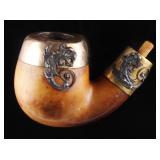 Carved Wood Meerschaum Pipe