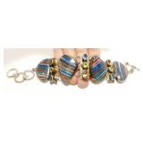 C. Alder 925 Silver Gemstone Bracelet 7-8" 71.6g