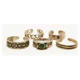 Five Sterling Silver Toe Rings 7.9g