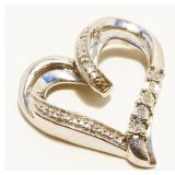 Sterling Silver CZ Heart Pendant 3.5g