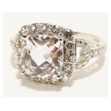 JH Sterling Silver CZ Engagement Ring Sz 7 3.1g