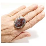 R McNamara Sterling Silver Stone Ring Sz 9 16.9g