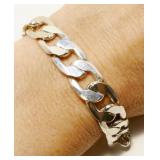 8" Wide Sterling Silver Cuban Link Bracelet 26.5g