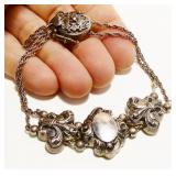 Signed Vtg 925 Silver Fleur De Lis Bracelet 24.6g