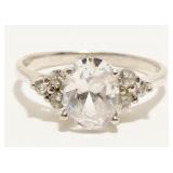 Sterling Silver CZ Engagement Ring Sz 8 2.8g