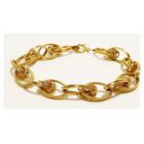 Vtg Ornate 14K Y Gold Link Bracelet 7" 11.4g