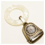 Vintage Sterling Silver MOP Baby Rattle 11.4g