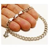 8" 925 Silver Bracelet w/ Sea Turtle Charm 8.8g