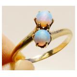 14K Yellow Gold & Fire Opal Ring Sz 7.5 2.6g