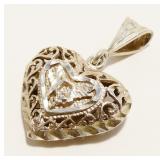 Sterling Silver Heart Pendant 4.4g