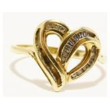 10K Y Gold & Diamond Heart Ring Sz 7.25 1.8g