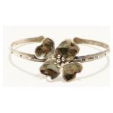 Signed Sterling Silver Floral Cuff Bracelet 10.6g
