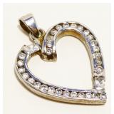 Sterling Silver CZ Heart Pendant 5.9g