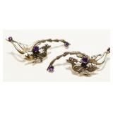 Sterling Silver Amethyst Roadrunner Earrings 11.7g
