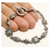 7.5" Eclectic Sterling Silver Bracelet 15.3g