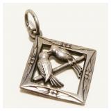 Two Birds on Perch Sterling Silver Pendant 1.7g