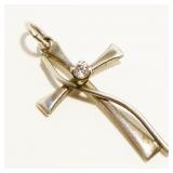 Petite Sterling Silver CZ Cross Pendant 1.2g