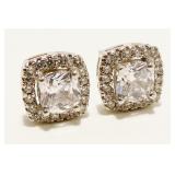 Sterling Silver CZ Stud Earrings 2.6g