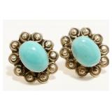 Mexican Sterling Silver & Turquoise Earrings 5g
