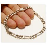 8" Mexican Sterling Silver Figaro Bracelet 15.6g