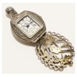 Vintage Sterling Silver Watch Pendant, Works 16.7g