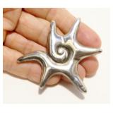 Mexican Sterling Silver Star Brooch 12.4g