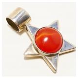 Mexican Sterling Silver & Stone Star Pendant 15.7g
