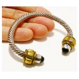 7" Mexican 925 Silver Onyx Cable Bracelet 37.2g