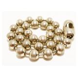 Heavy 15" Sterling Silver Bead Necklace 65.8g