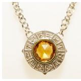 20" Sterling Silver Citrine Zodiac Necklace 27.5g