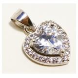 Sterling Silver & CZ Heart Pendant 1.4g