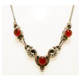 16.5" Sterling Silver & Amber Necklace 10.5g