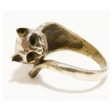 Sterling Silver Kitty Cat Ring Sz 5.25 3g