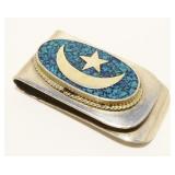 Alpaca Mexico Turquoise Chip Money Clip
