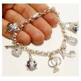 7" Sterling Silver Charm Bracelet 29.9g