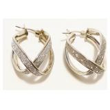 Hanin Glittered Sterling Silver Hoop Earrings 4.6g