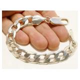 8" Wide Sterling Silver Cuban Link Bracelet 26.1g