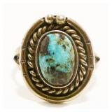 Old Pawn Sterling Silver Turquoise Ring Sz 7 4.2g