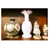 Nippon Art Deco & Fenton Peach Crest Melon Vases