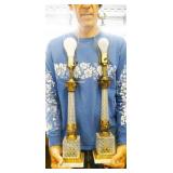 Pair of Crystal, Brass & Marble Table Lamps