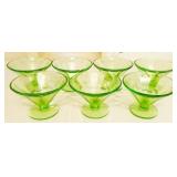 Vtg Federal Green Uranium Glass Sundae Glasses