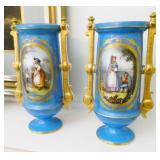 Pair of 12" Hand Painted Porcelain Vases