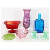 Grouping of Colored Vintage Glass