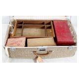 Vintage Wood Boxes in Vintage Suitcase