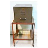 Metal File Cabinet on Metal Rolling Stand