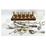 Silverplate Cordials, Flatware, Crystal & Glass
