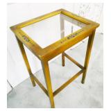 Glass-Top Wood End Table